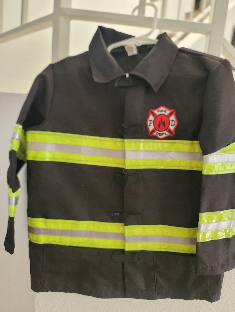 Black Kids Firefighter Jacket with Reflective Stripes